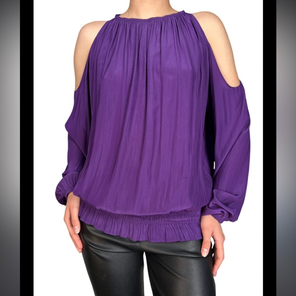 Ramy Brook Purple Cold-Shoulder Peasant Blouse